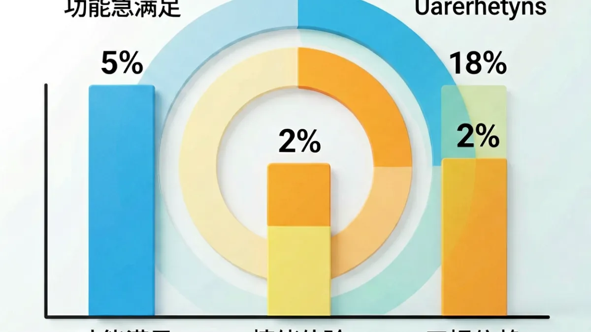 分析图表展示爱久久用户口碑结构，功能满足、情绪体验和习惯依赖三层分布清晰可见